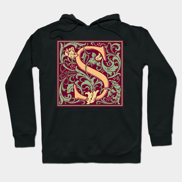 William Morris Vintage Letter S Hoodie by MatchbookGraphics